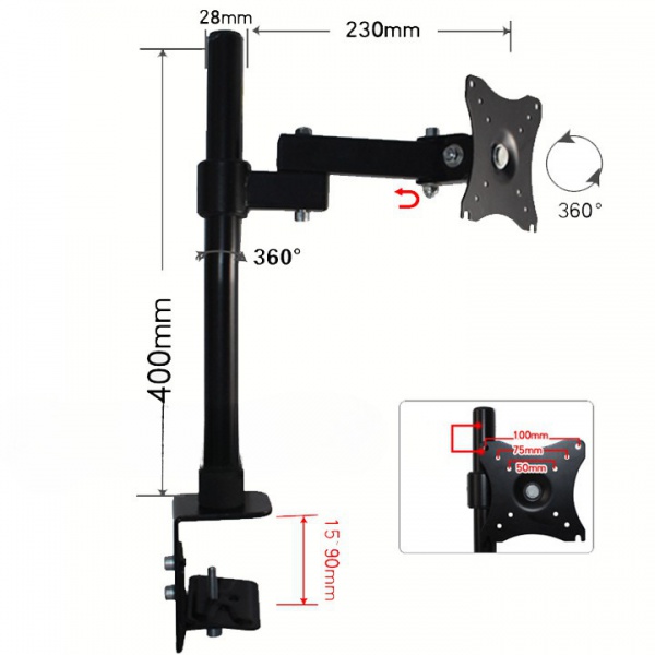 Giá Treo Màn Hình Chân Đứng XL03 17 – 27 Inch – Kẹp Thành Bàn - 3